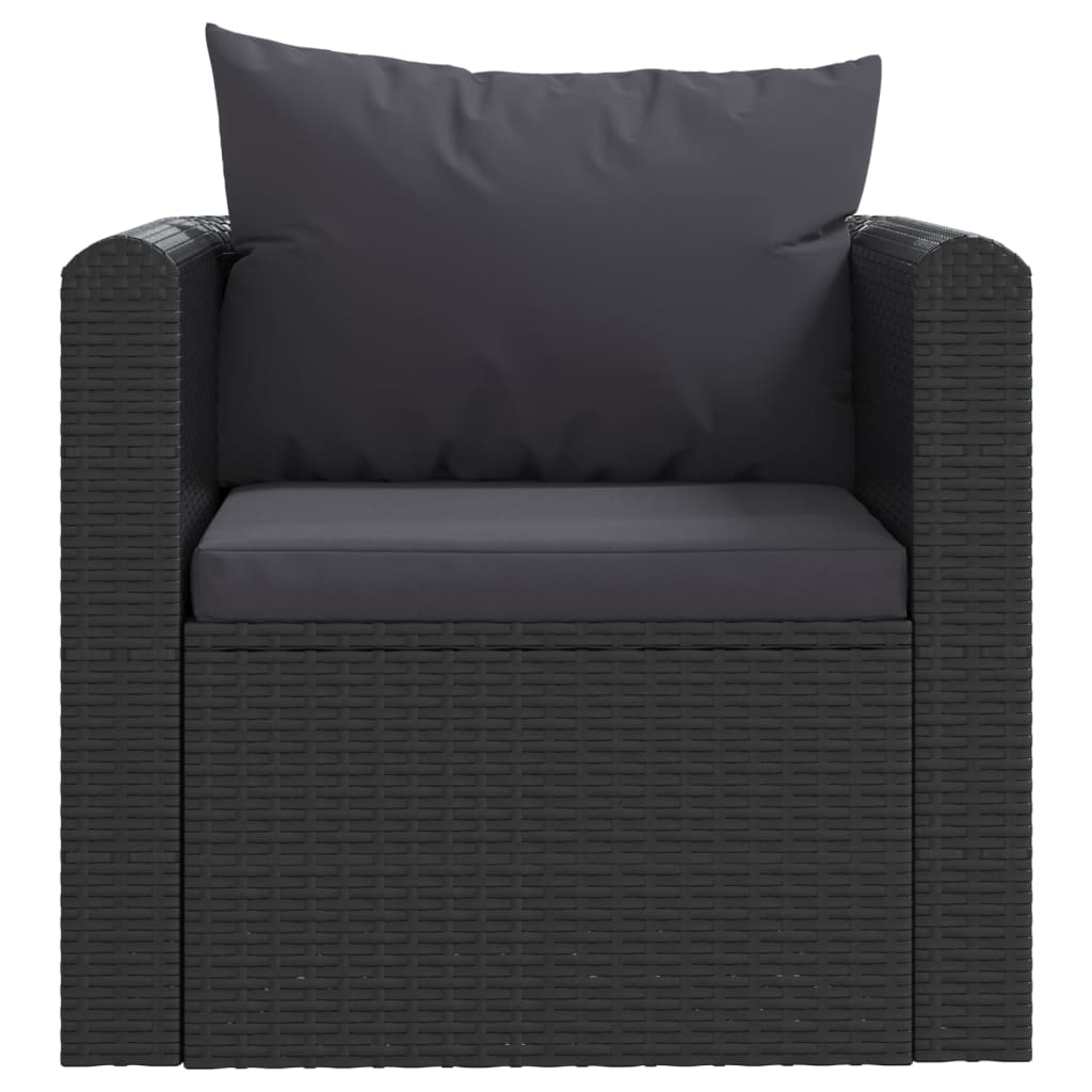 Fauteuil avec coussins Résine tressée Noir Éléments pour canapés modulables de jardin vidaXL