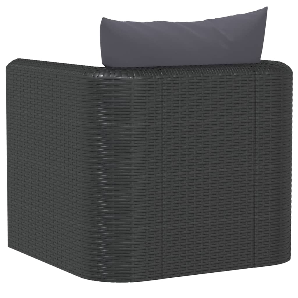 Fauteuil avec coussins Résine tressée Noir Éléments pour canapés modulables de jardin vidaXL