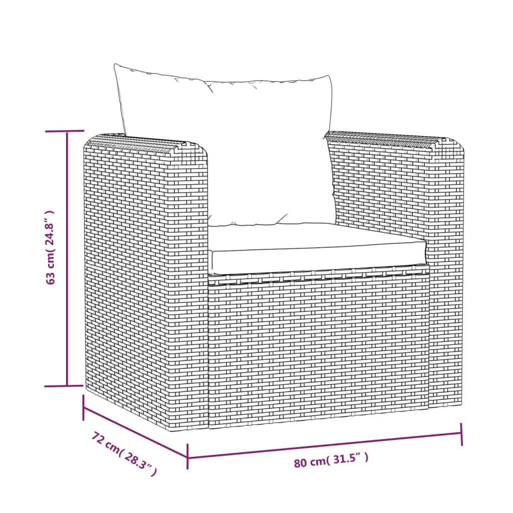 Fauteuil avec coussins Résine tressée Noir Éléments pour canapés modulables de jardin vidaXL