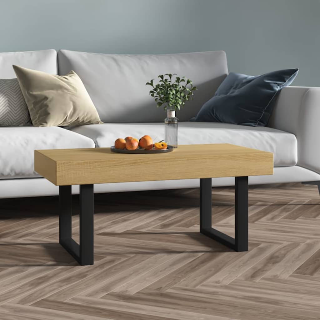 Table basse Marron clair et noir 90x45x40 cm MDF et fer XIOS