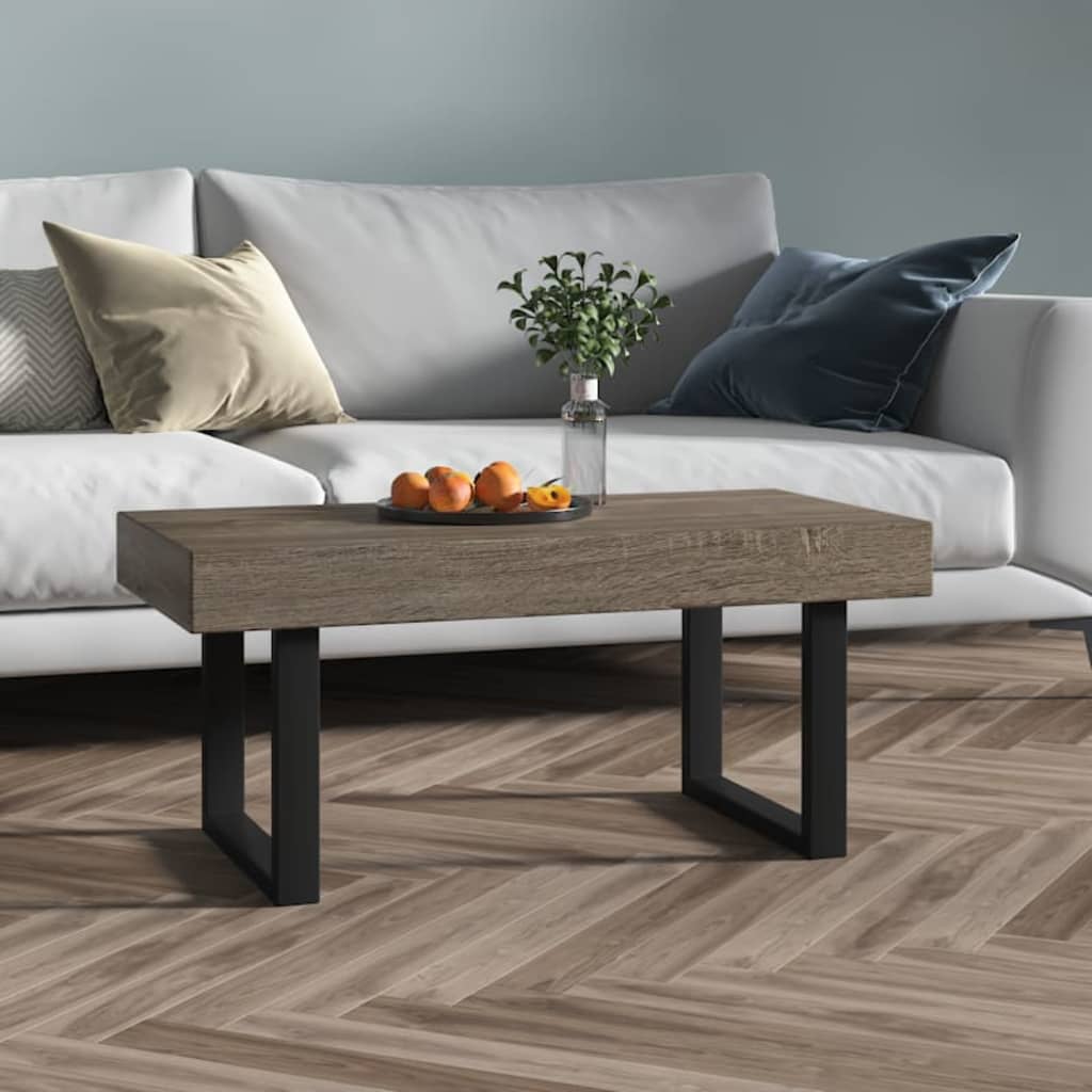 Table basse Gris et noir 90x45x40 cm MDF et fer XIOS
