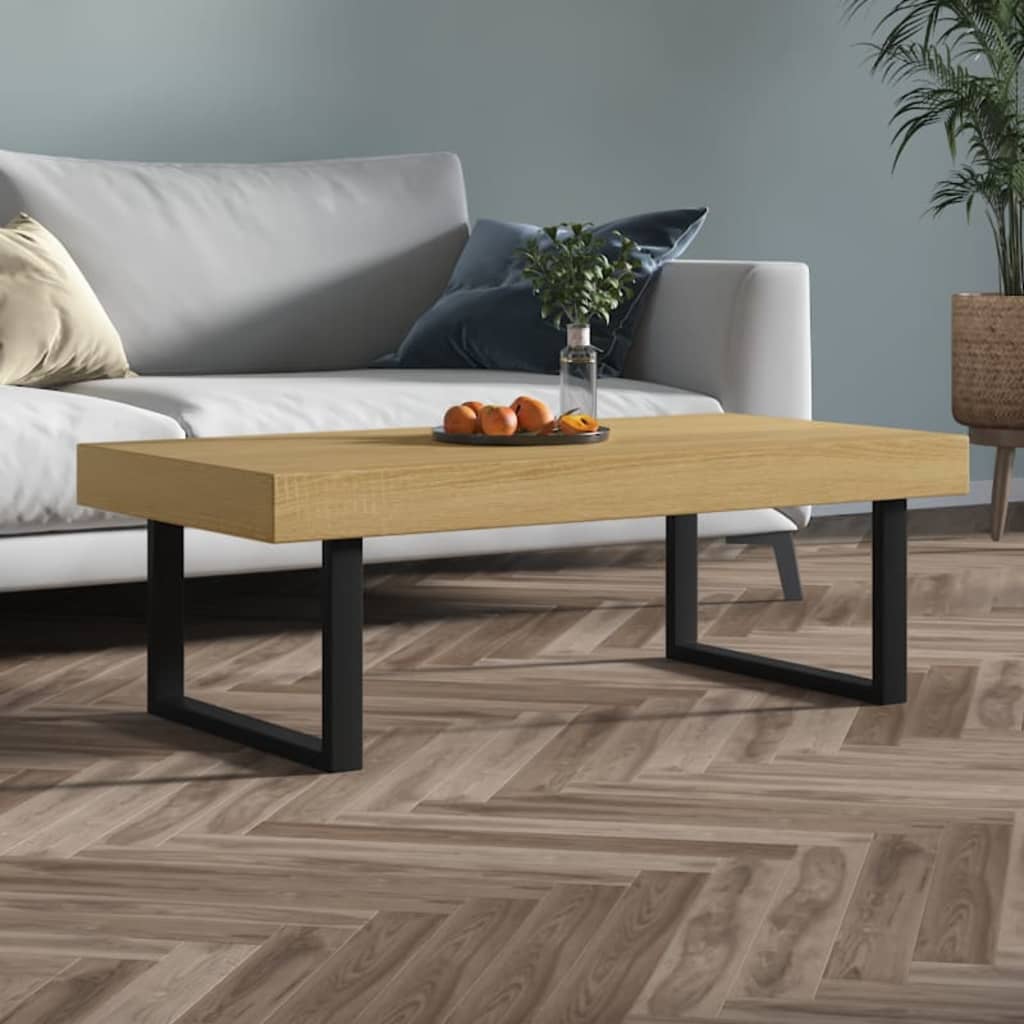 Table basse Marron clair et noir 120x60x40 cm MDF et fer XIOS