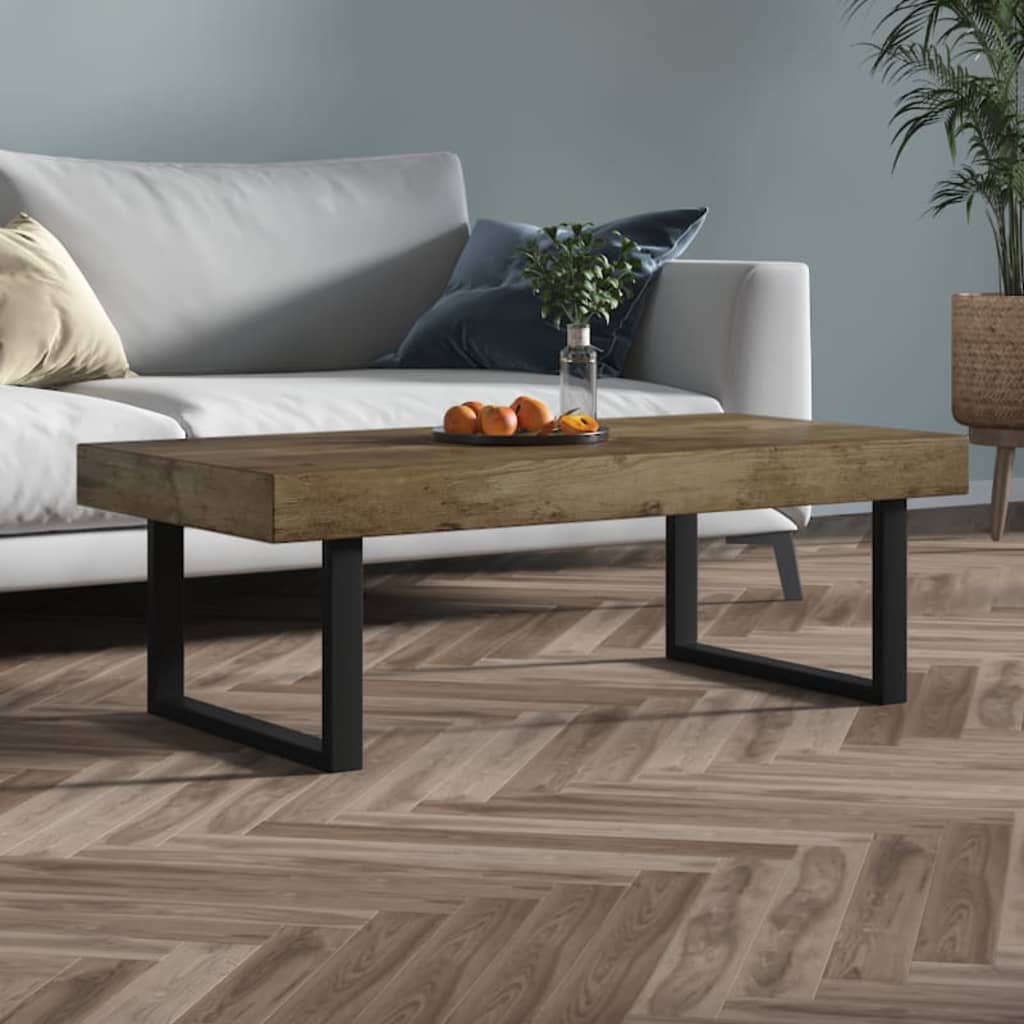 Table basse Marron foncé et noir 120x60x40 cm MDF et fer XIOS