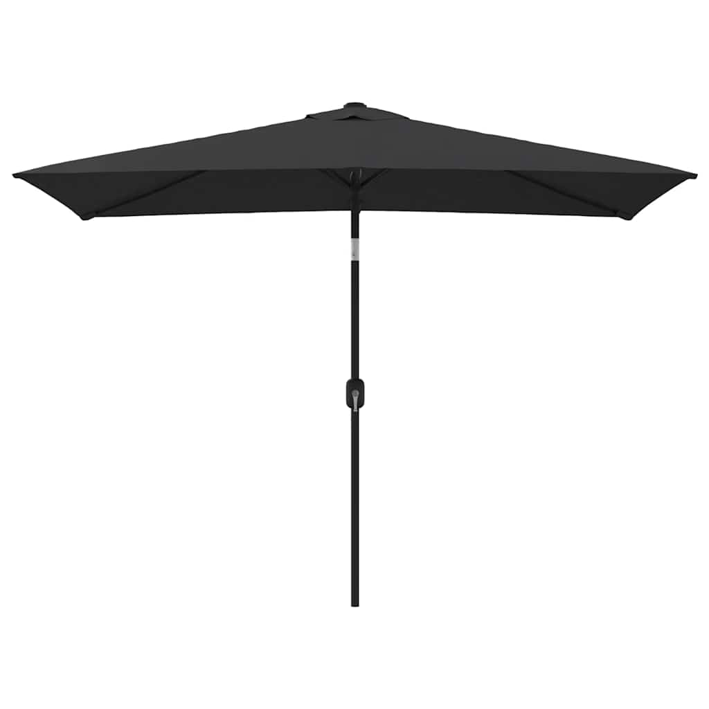 Parasol d'extérieur avec mât en métal 300x200 cm Noir Parasols & voiles d'ombrage vidaXL