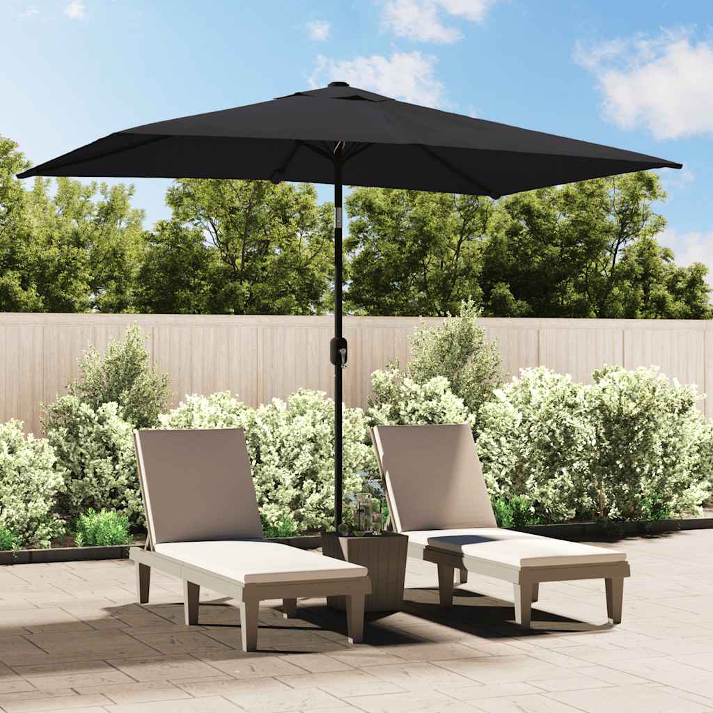 Parasol d'extérieur avec mât en métal 300x200 cm Noir Parasols & voiles d'ombrage vidaXL