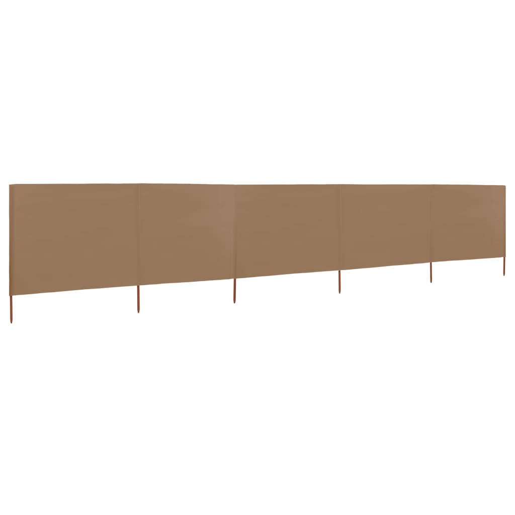 Paravent 5 panneaux Tissu 600 x 120 cm Taupe Parasols & voiles d'ombrage vidaXL