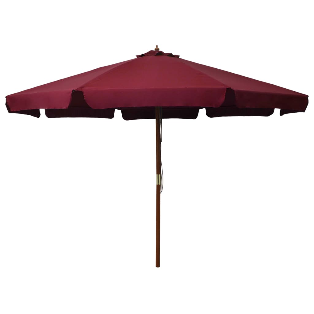 Parasol d'extérieur avec mât en bois 330 cm Bordeaux Parasols & voiles d'ombrage vidaXL