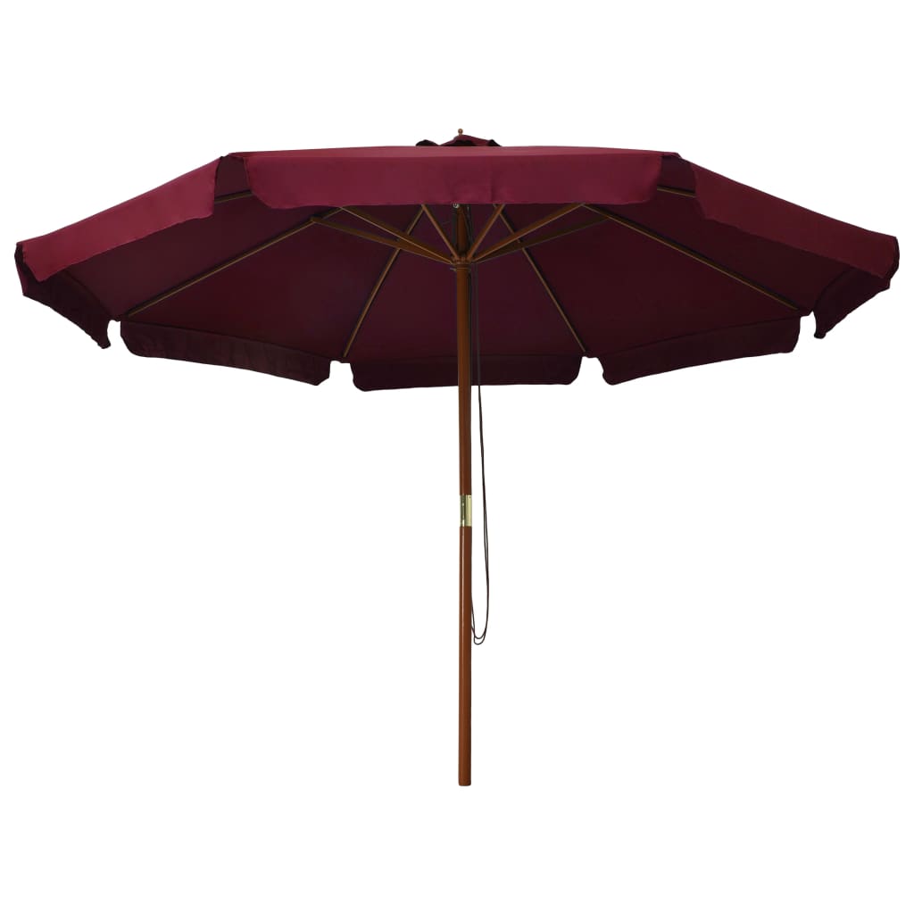 Parasol d'extérieur avec mât en bois 330 cm Bordeaux Parasols & voiles d'ombrage vidaXL