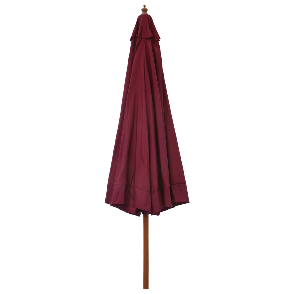 Parasol d'extérieur avec mât en bois 330 cm Bordeaux Parasols & voiles d'ombrage vidaXL