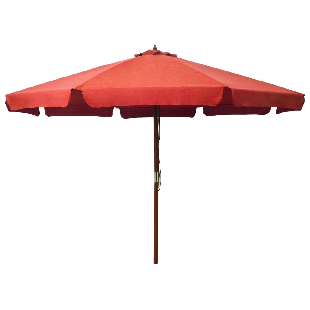 Parasol d'extérieur avec mât en bois 330 cm Terre cuite Parasols & voiles d'ombrage vidaXL