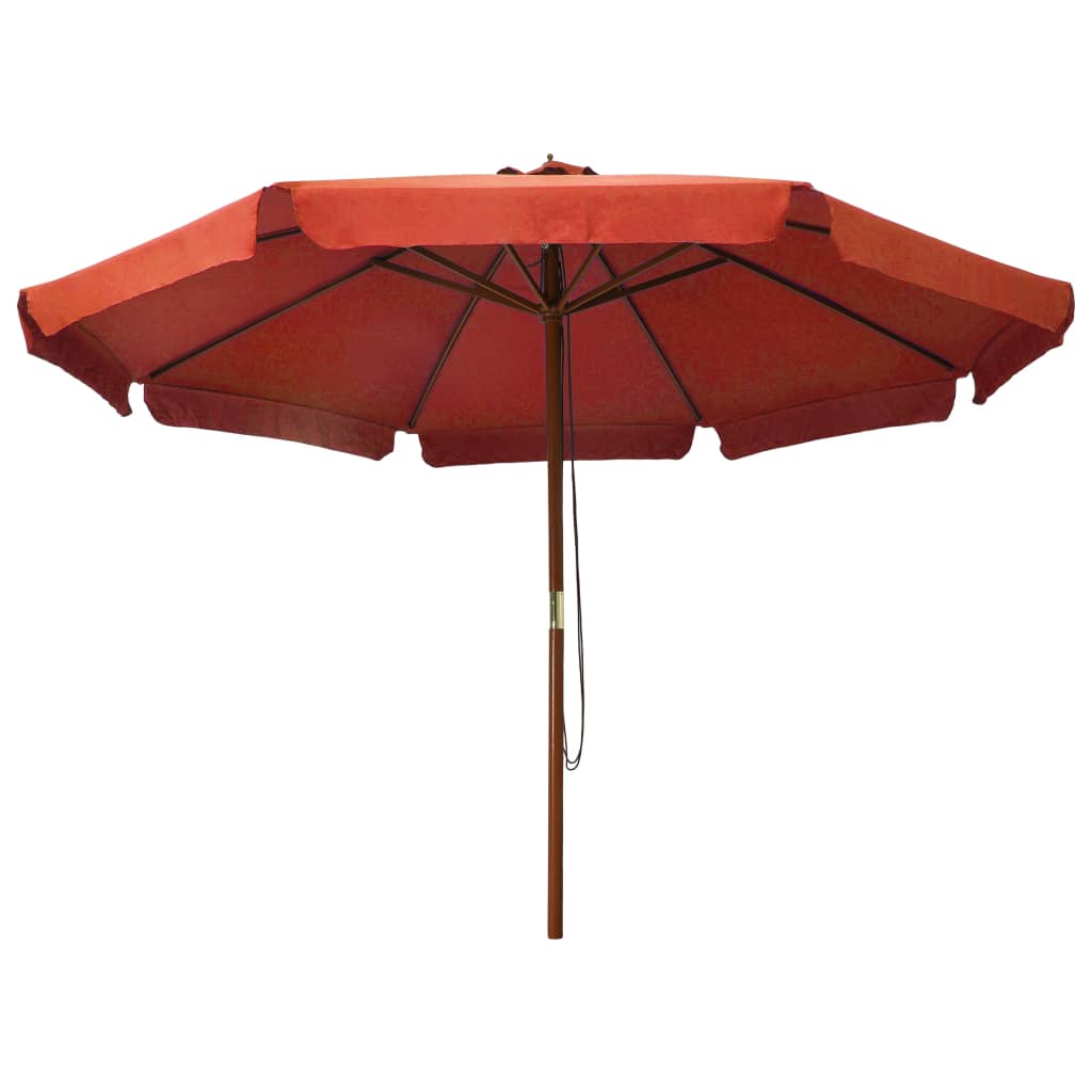Parasol d'extérieur avec mât en bois 330 cm Terre cuite Parasols & voiles d'ombrage vidaXL