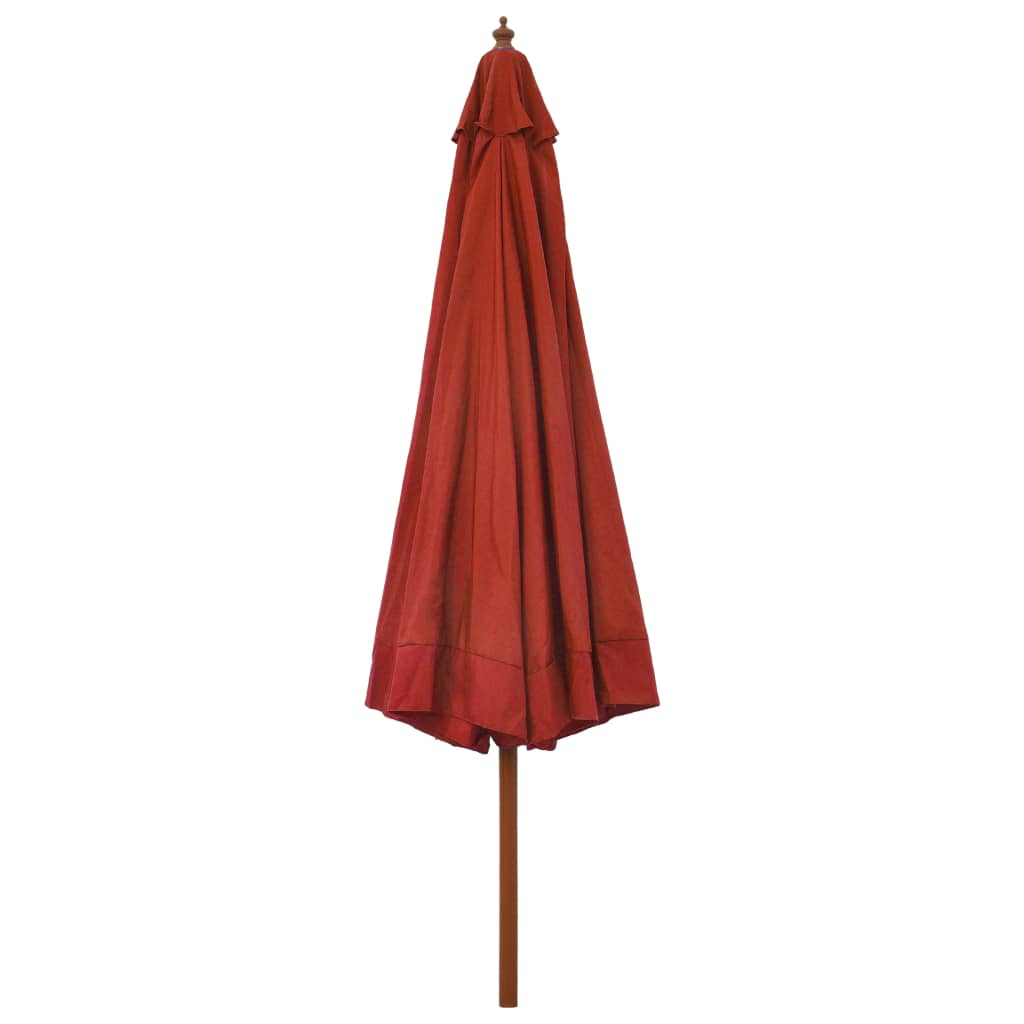 Parasol d'extérieur avec mât en bois 330 cm Terre cuite Parasols & voiles d'ombrage vidaXL