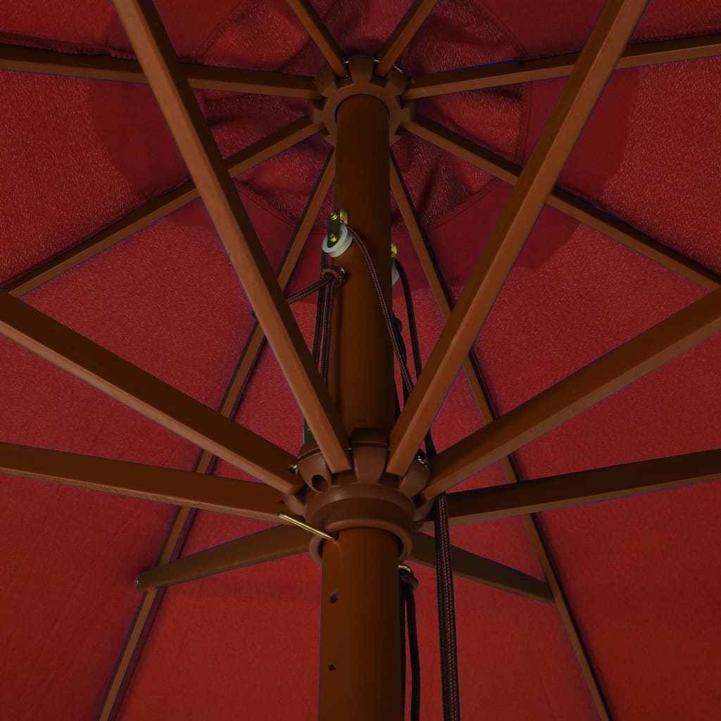 Parasol d'extérieur avec mât en bois 330 cm Terre cuite Parasols & voiles d'ombrage vidaXL