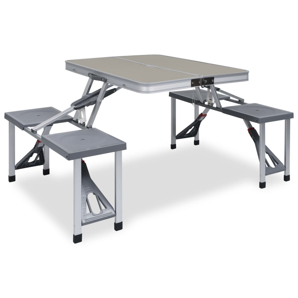 Table pliable de camping avec 4 sièges Acier Aluminium Meubles de camping vidaXL