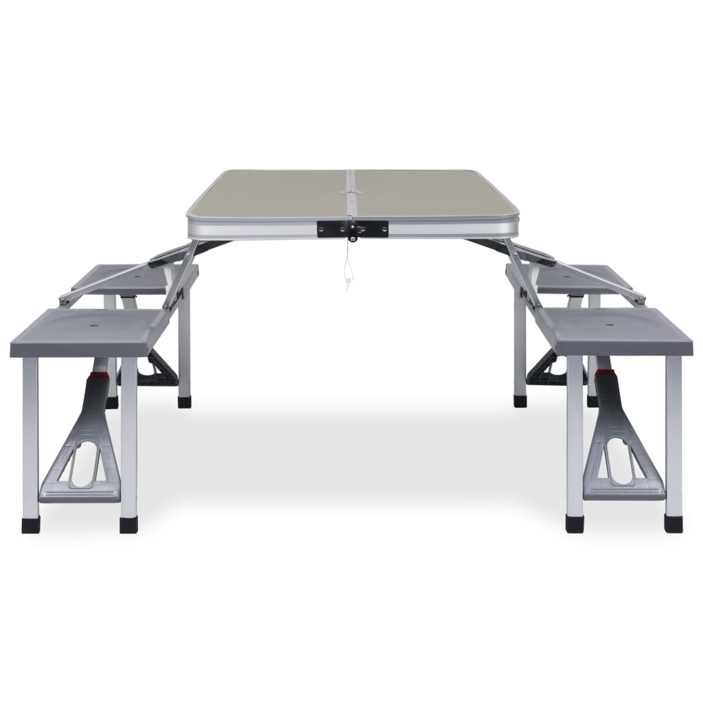 Table pliable de camping avec 4 sièges Acier Aluminium Meubles de camping vidaXL