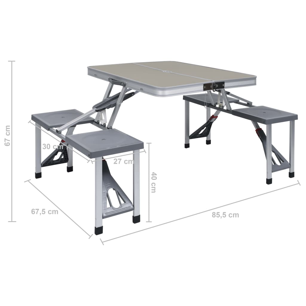 Table pliable de camping avec 4 sièges Acier Aluminium Meubles de camping vidaXL