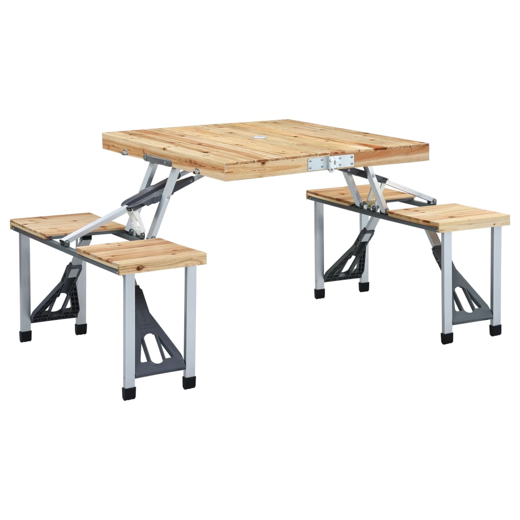 Table pliable de camping avec 4 sièges Acier Aluminium Meubles de camping vidaXL