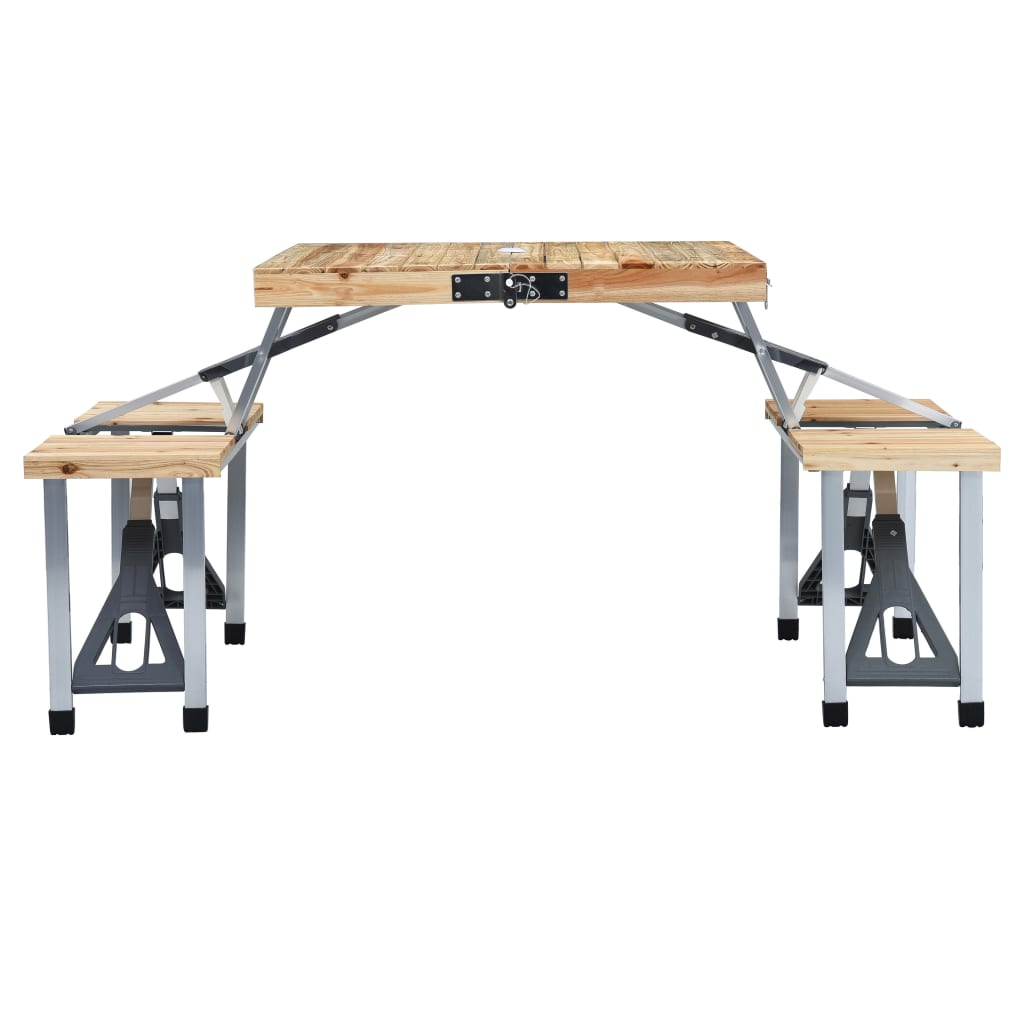 Table pliable de camping avec 4 sièges Acier Aluminium Meubles de camping vidaXL