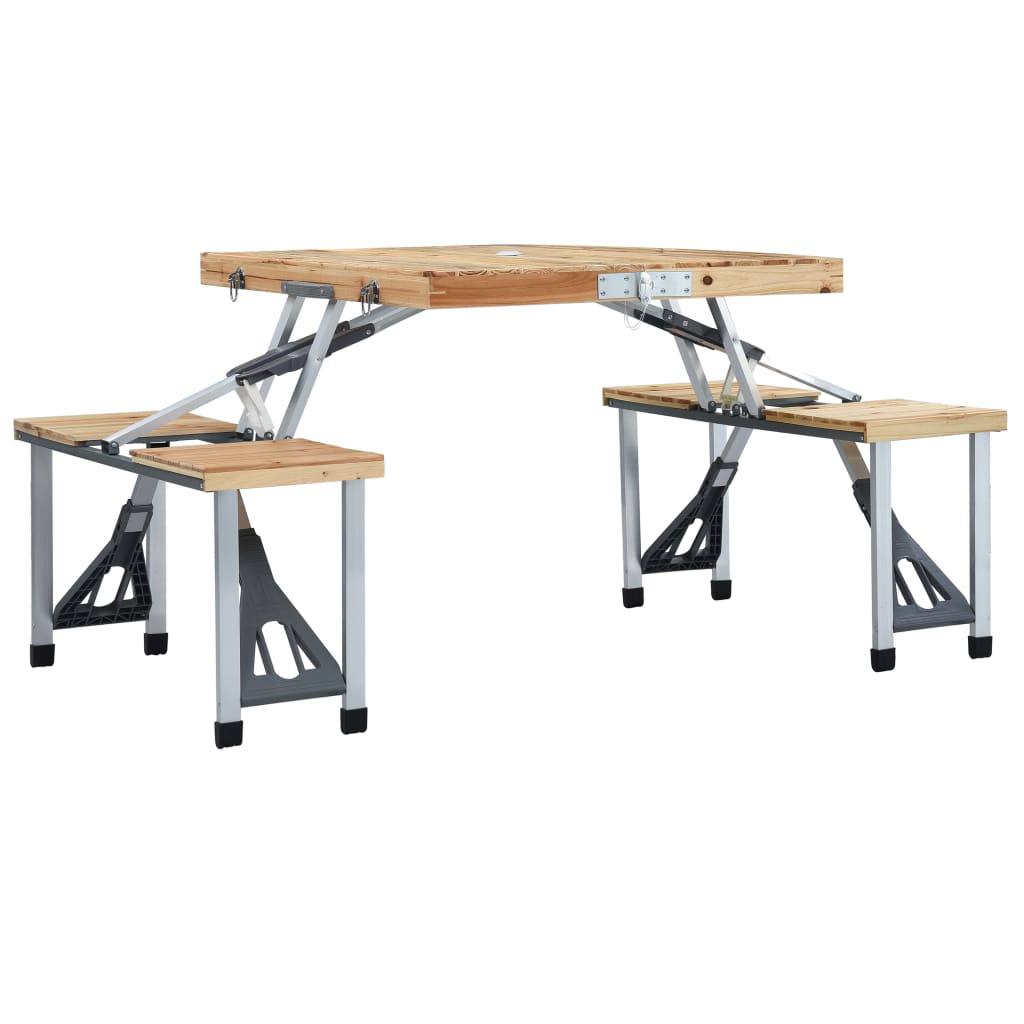 Table pliable de camping avec 4 sièges Acier Aluminium Meubles de camping vidaXL