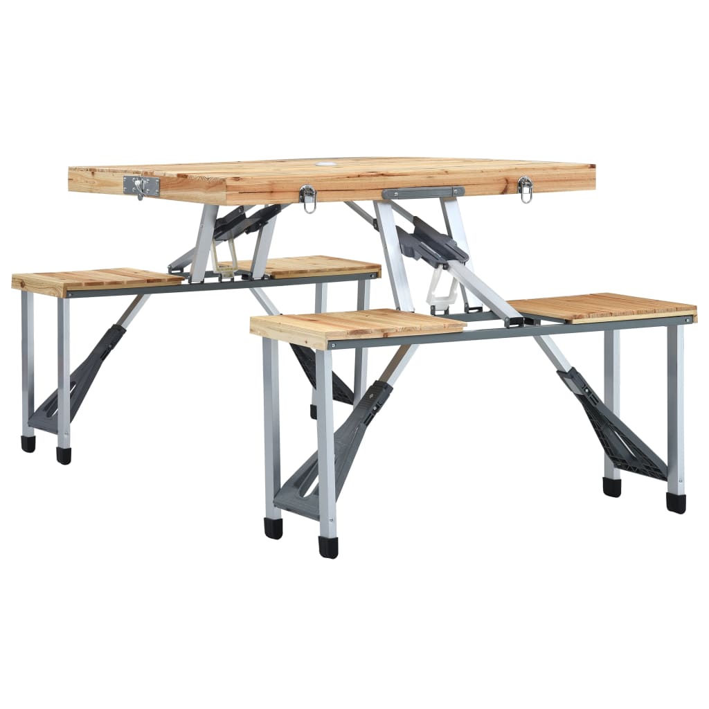 Table pliable de camping avec 4 sièges Acier Aluminium Meubles de camping vidaXL