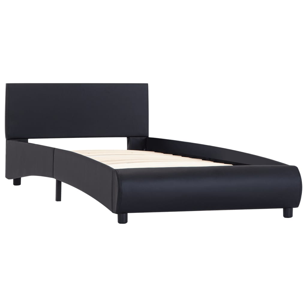 Cadre de lit avec LED sans matelas noir similicuir 90x200 cm - XIOS
