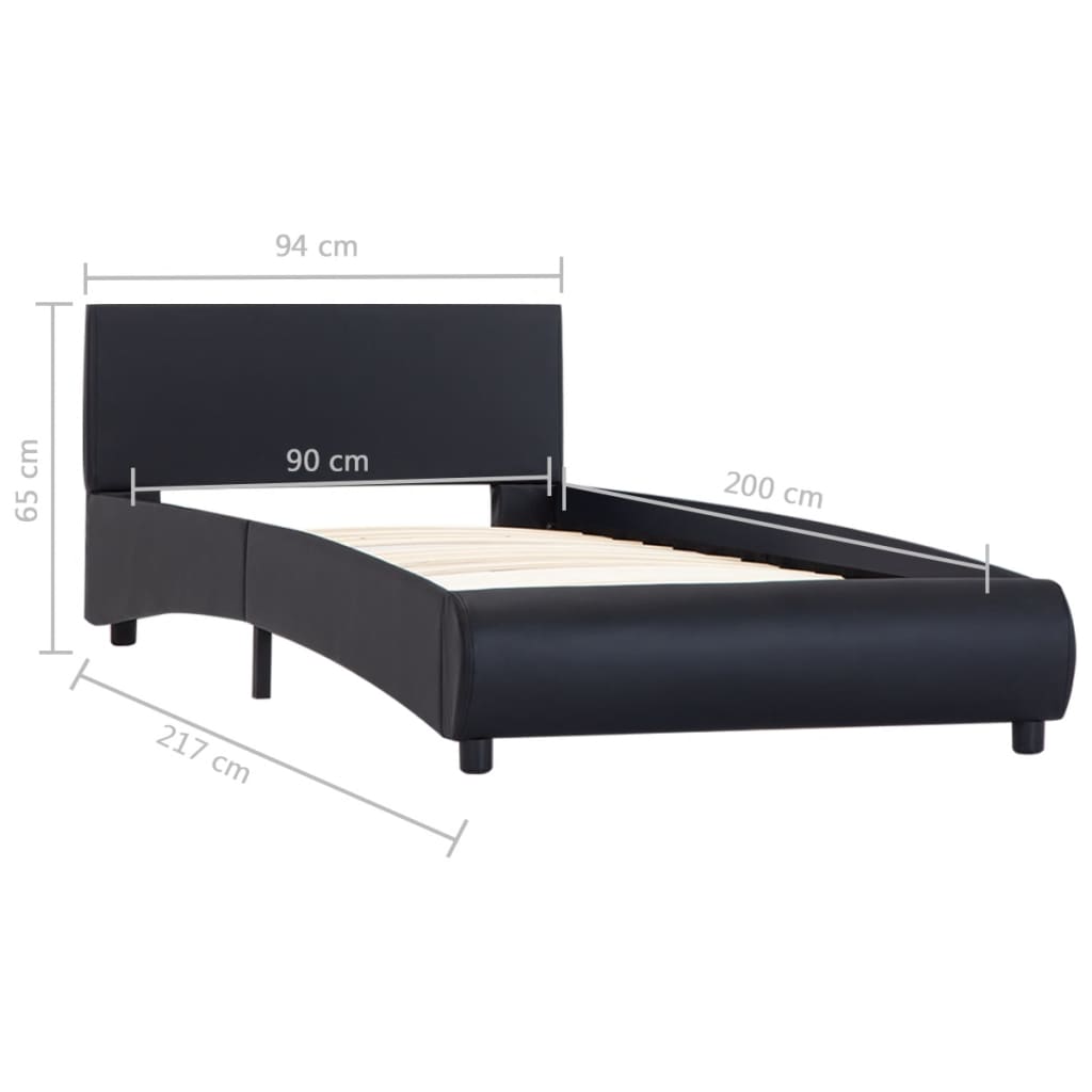 Cadre de lit avec LED sans matelas noir similicuir 90x200 cm - XIOS