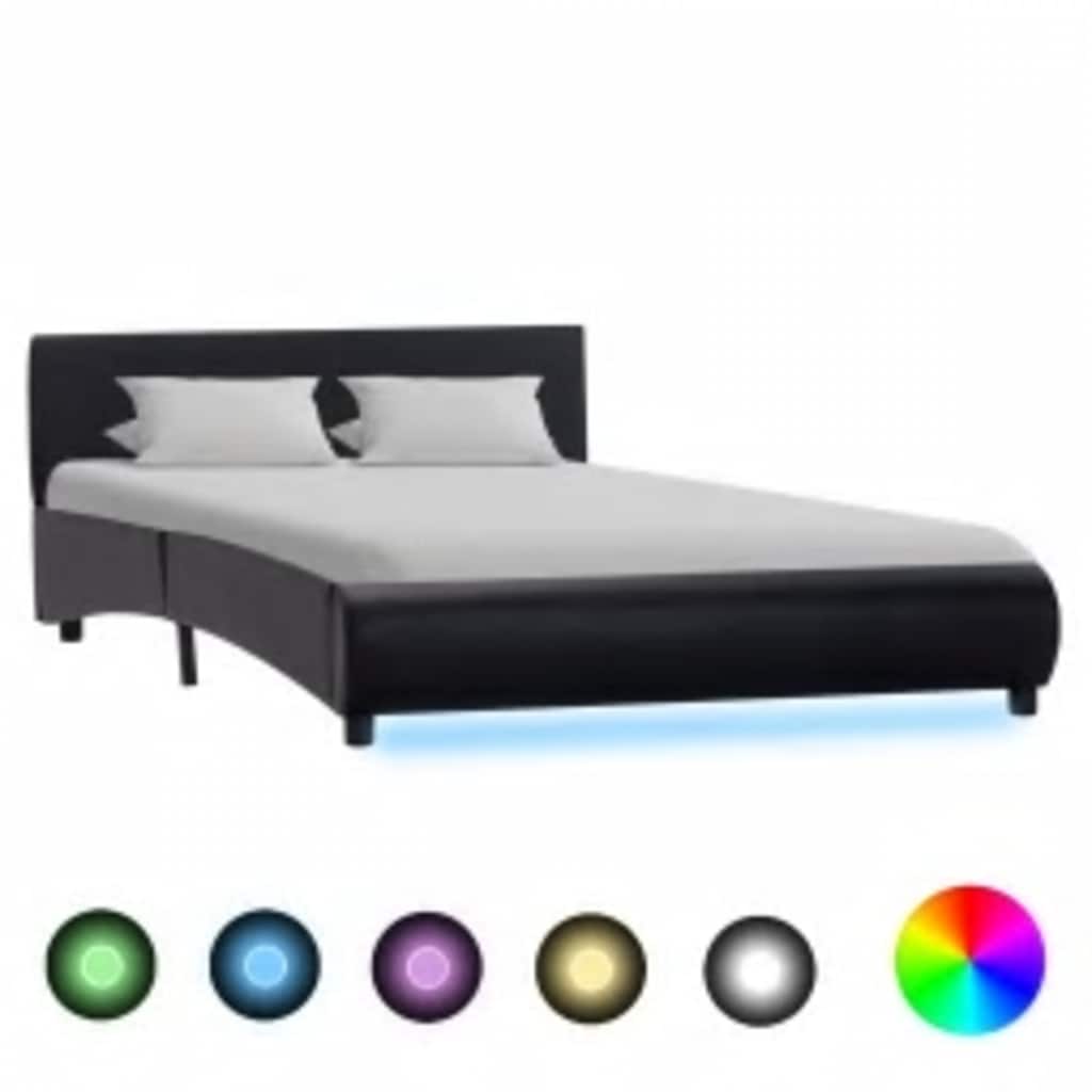 Cadre de lit avec LED sans matelas noir 140x200 cm - XIOS