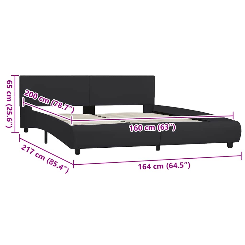 Cadre de lit avec LED sans matelas noir 160x200 cm - XIOS