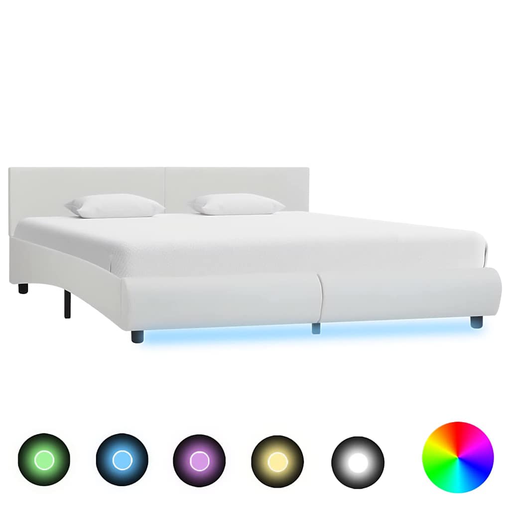 Cadre de lit avec LED sans matelas blanc 180x200 cm - XIOS