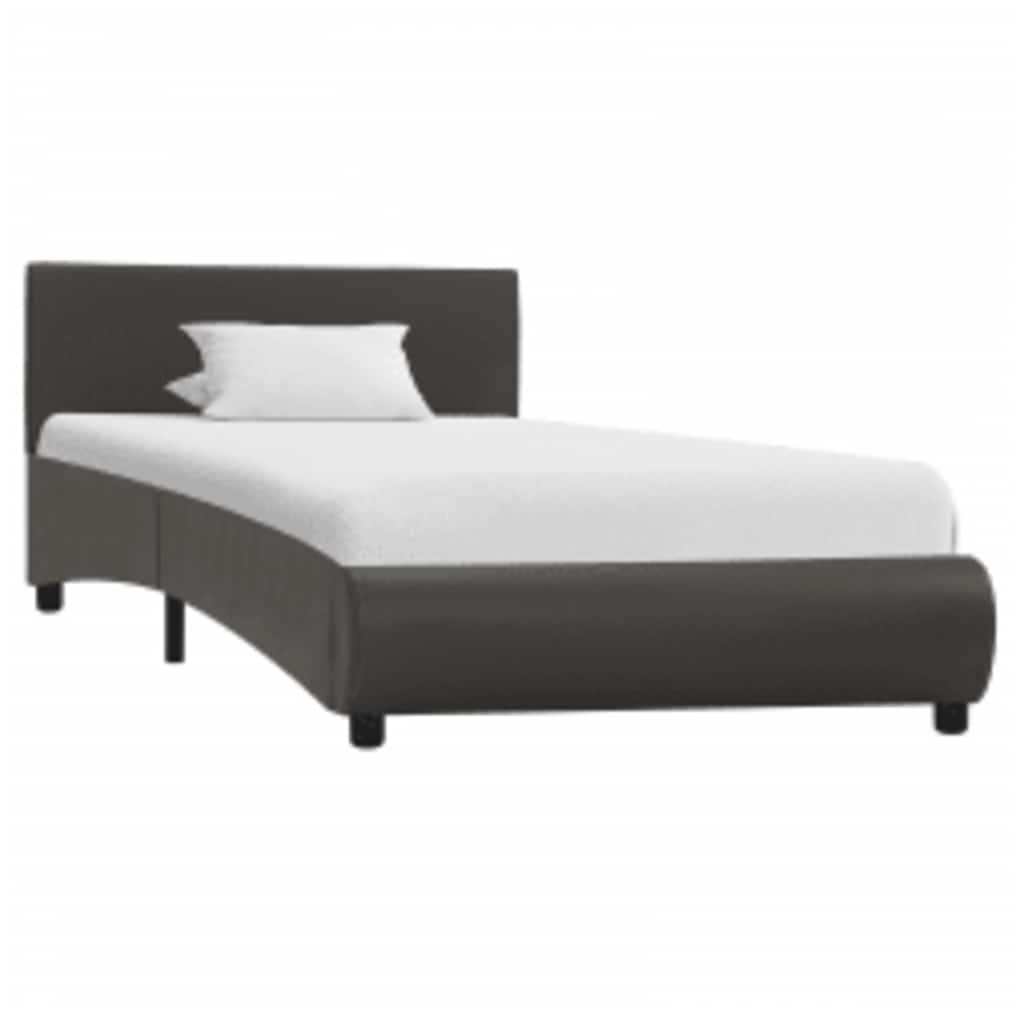 Cadre de lit avec LED sans matelas gris similicuir 90x200 cm