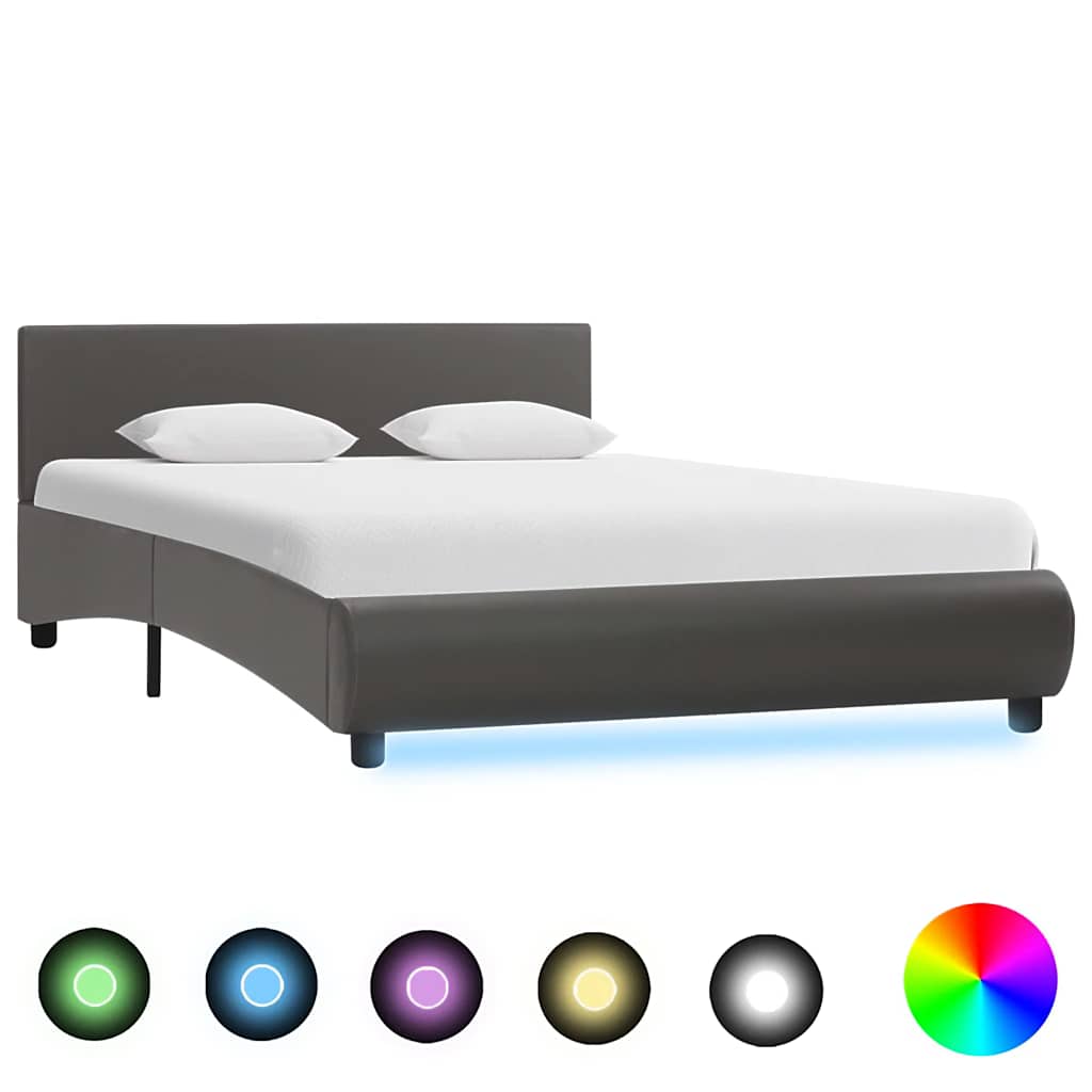 Cadre de lit avec LED Gris Similicuir 120 x 200 cm - XIOS
