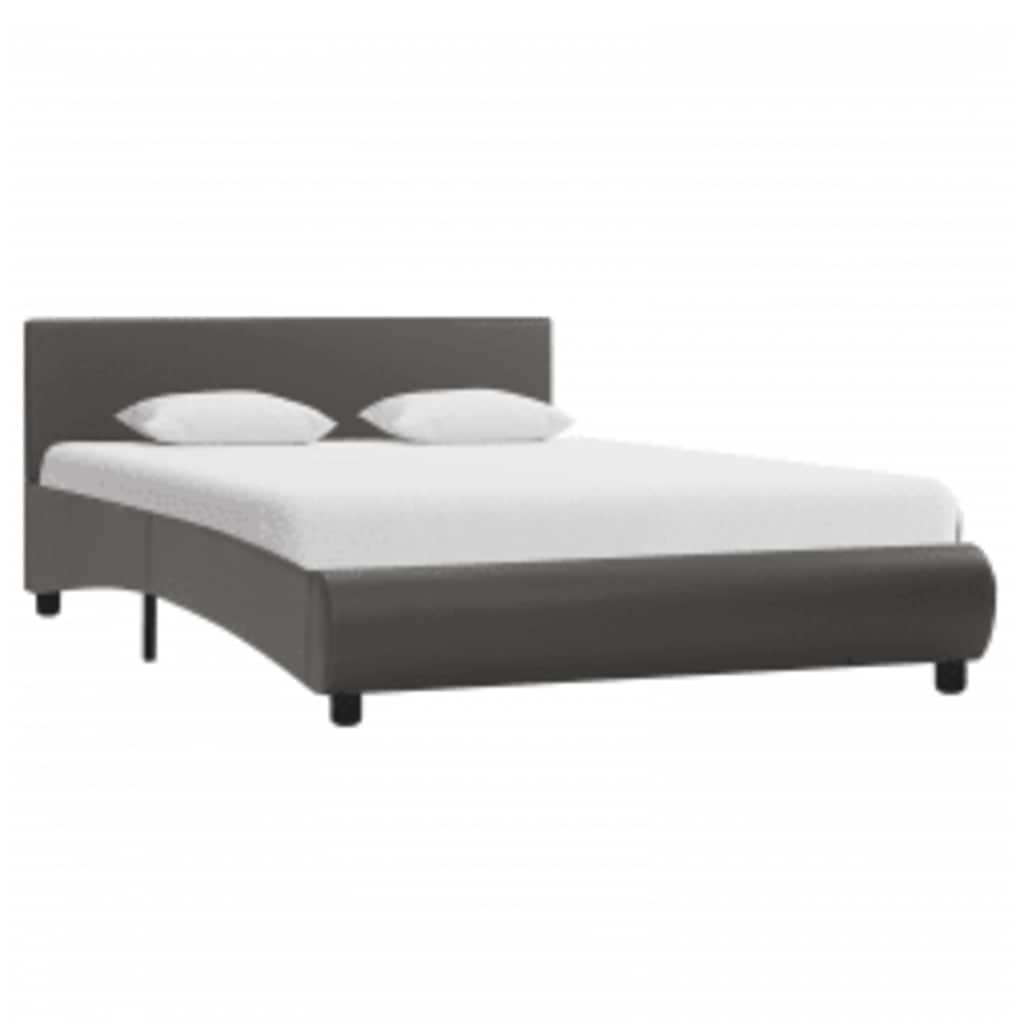 Cadre de lit avec LED sans matelas gris similicuir 140x200 cm