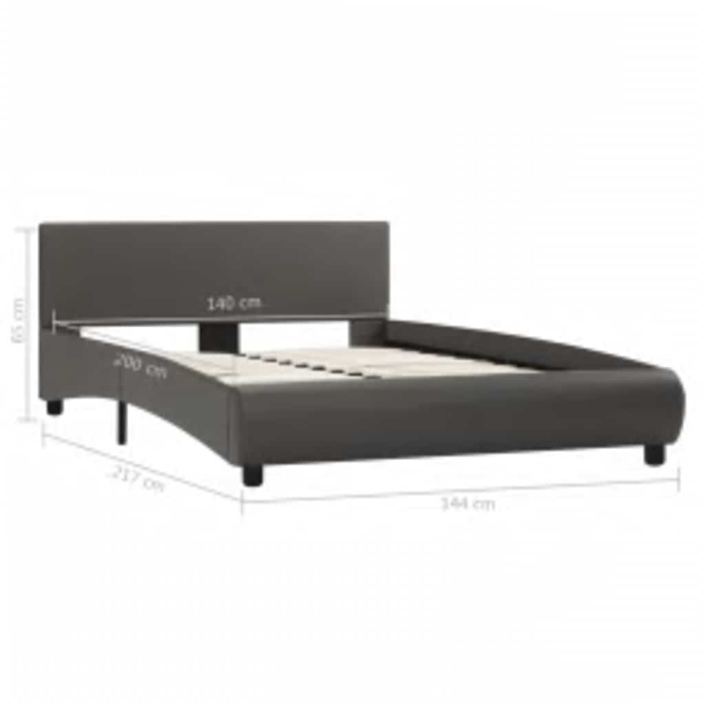 Cadre de lit avec LED sans matelas gris similicuir 140x200 cm - XIOS