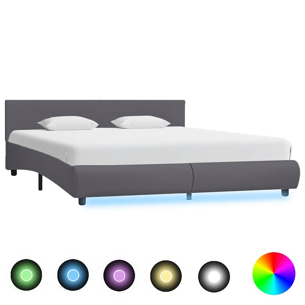 Cadre de lit avec LED sans matelas Gris Similicuir 180x200 cm - XIOS