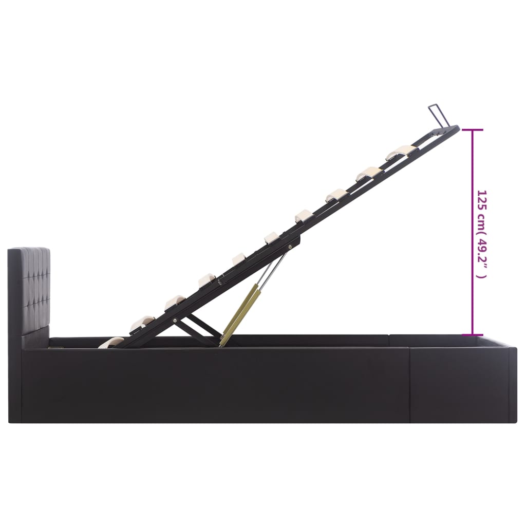 Cadre de lit à rangement hydraulique Noir Similicuir 90x200 cm - XIOS