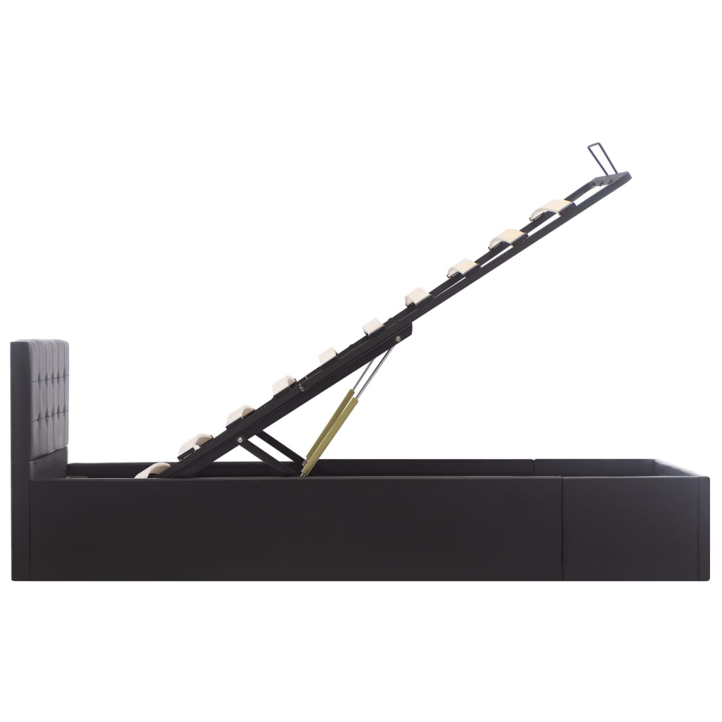 Cadre de lit à rangement hydraulique Noir Similicuir 90x200 cm - XIOS
