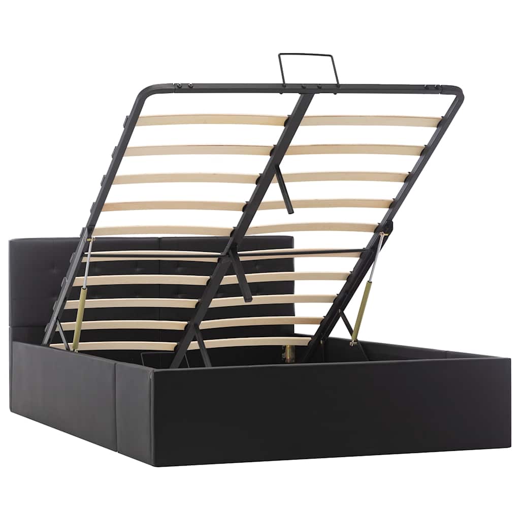 Cadre de lit à rangement hydraulique Noir Similicuir 120x200 cm - XIOS