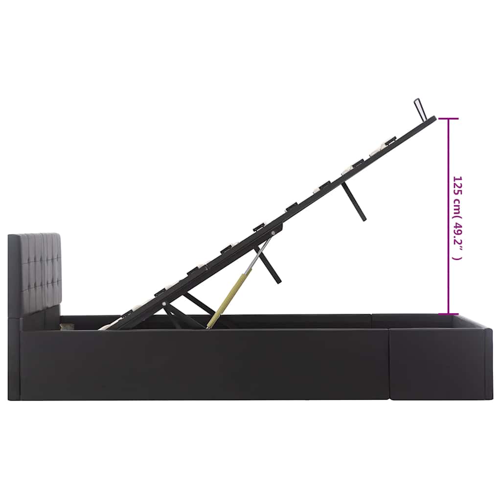 Cadre de lit à rangement hydraulique Noir Similicuir 120x200 cm - XIOS