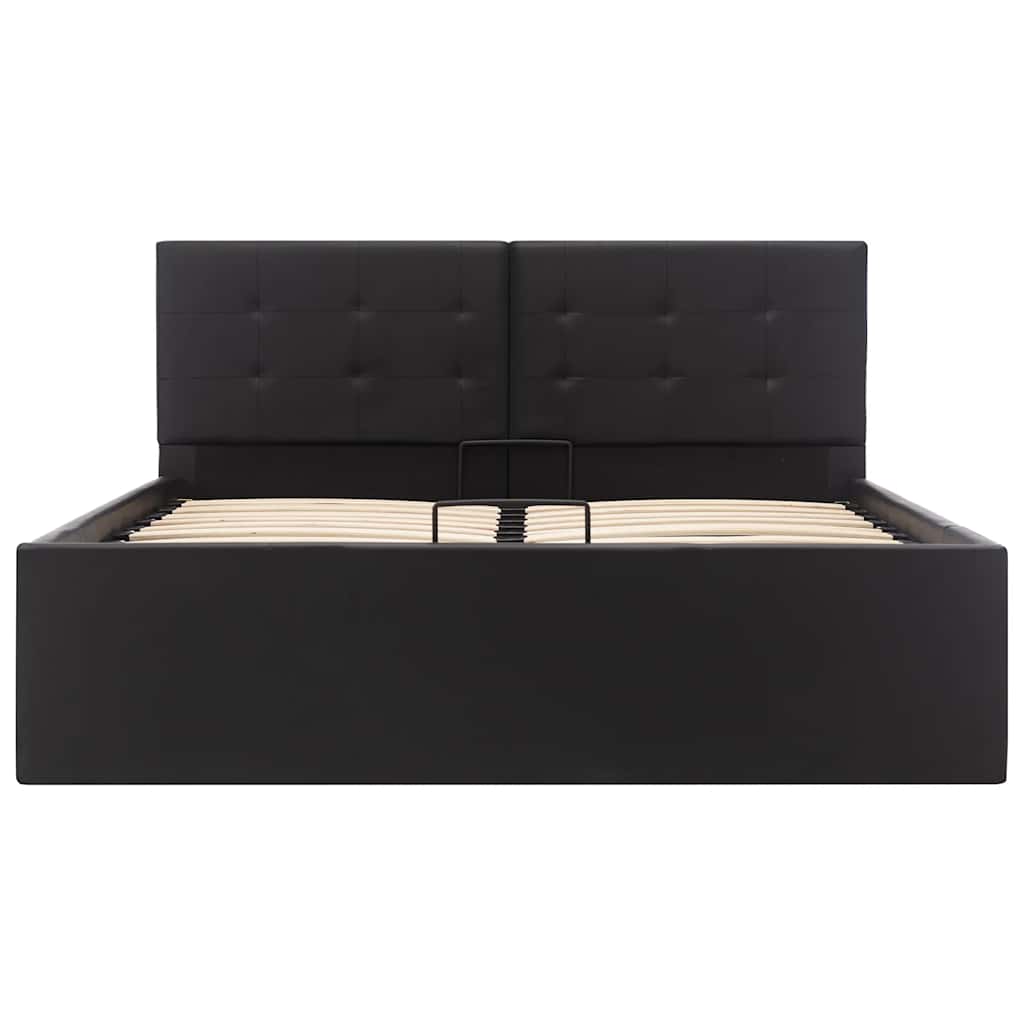 Cadre de lit à rangement hydraulique Noir Similicuir 120x200 cm - XIOS
