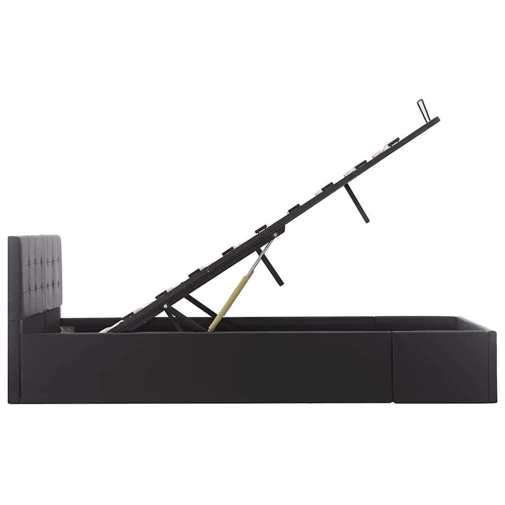 Cadre de lit à rangement hydraulique Noir Similicuir 120x200 cm - XIOS