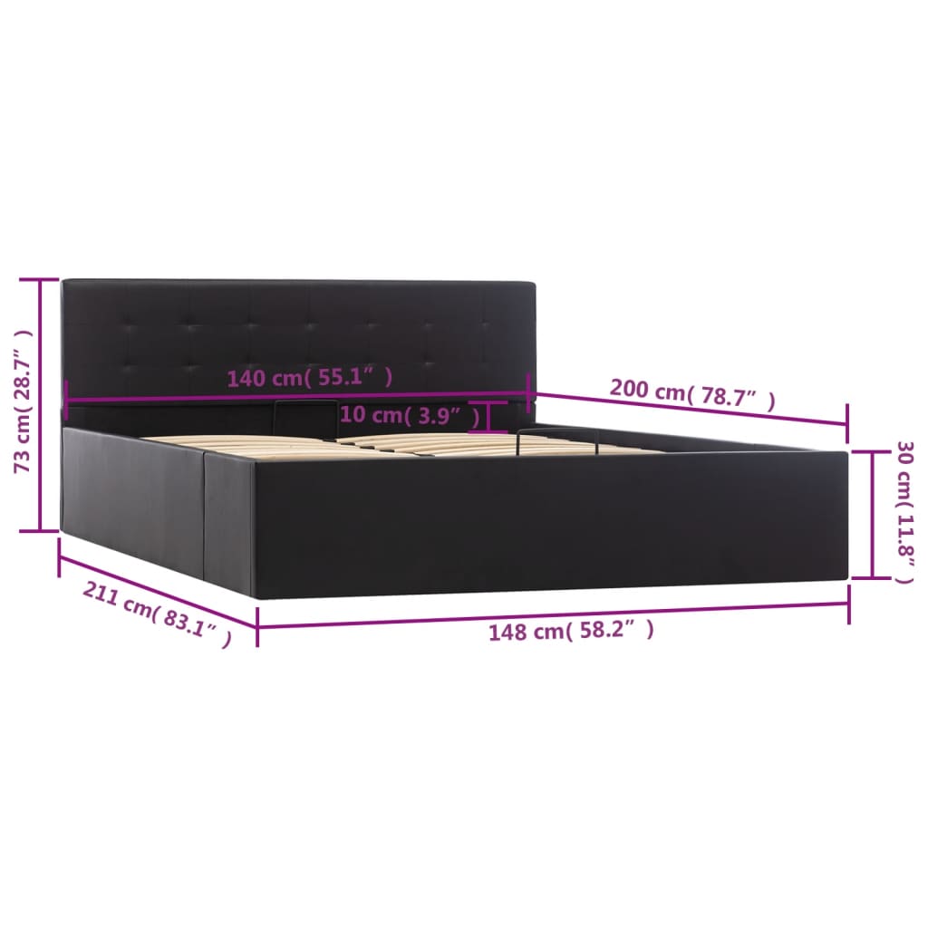 Cadre de lit avec rangement hydraulique 140x200 cm similicuir - XIOS