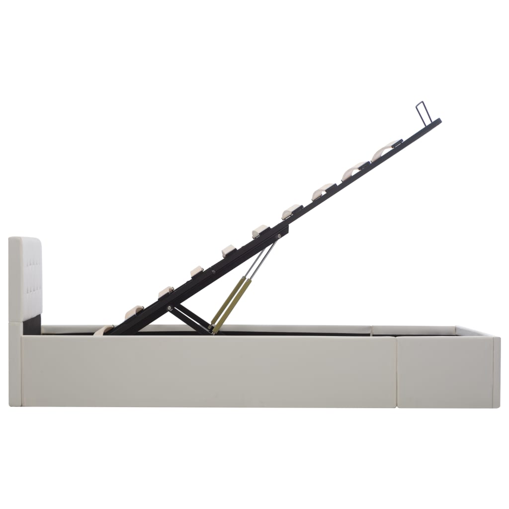 Cadre de lit à rangement hydraulique Blanc Similicuir 90x200 cm - XIOS