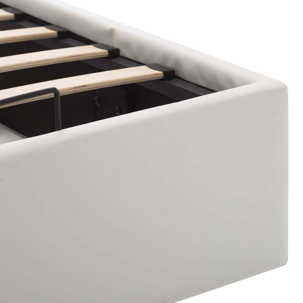 Cadre de lit à rangement hydraulique Blanc Similicuir 100x200cm - XIOS