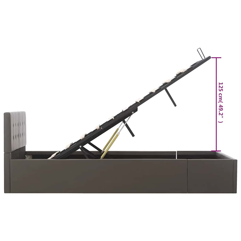 Cadre de lit à rangement hydraulique Gris Similicuir 120x200 cm - XIOS