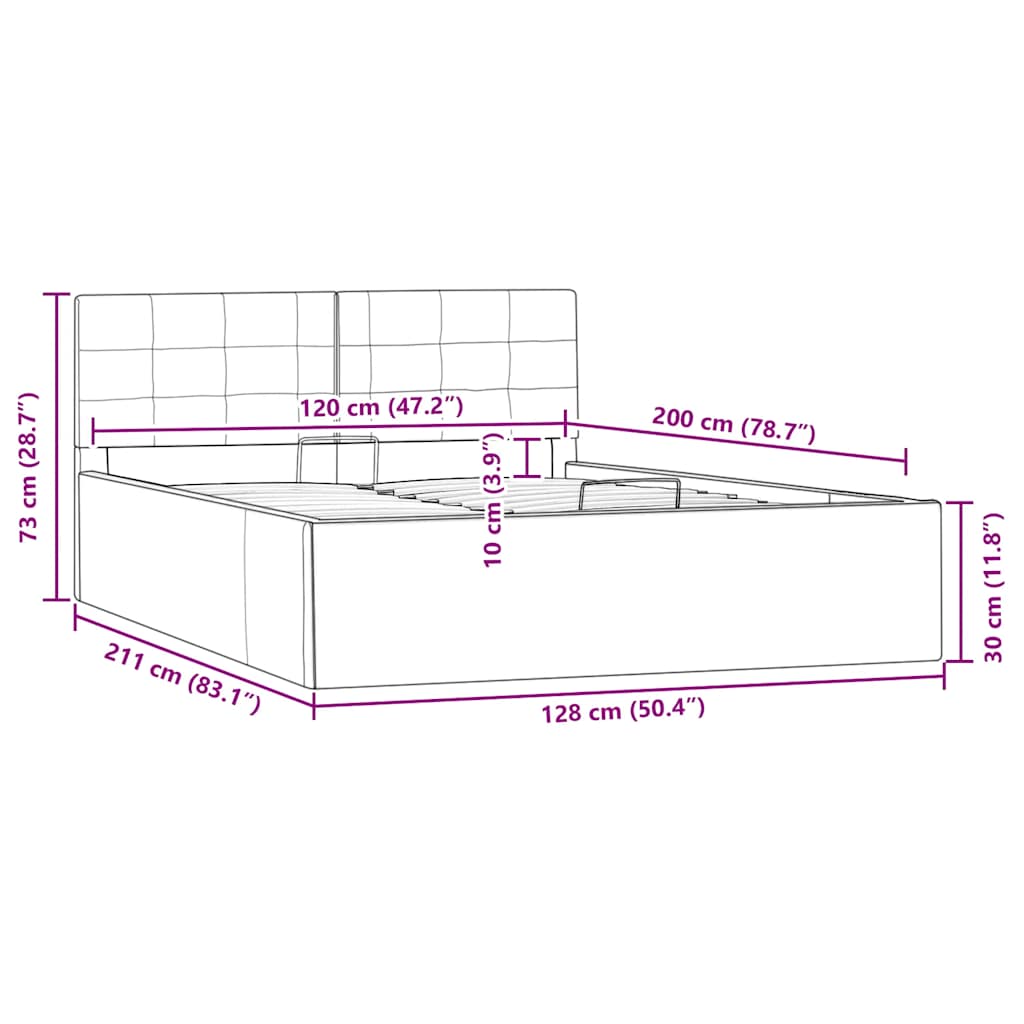 Cadre de lit à rangement hydraulique Gris Similicuir 120x200 cm - XIOS