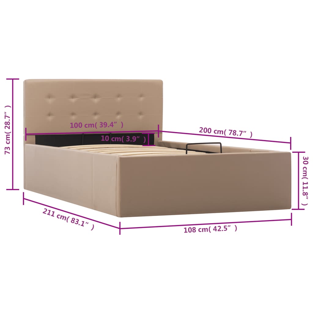 Cadre de lit à stockage Cappuccino Similicuir 100x200cm - XIOS