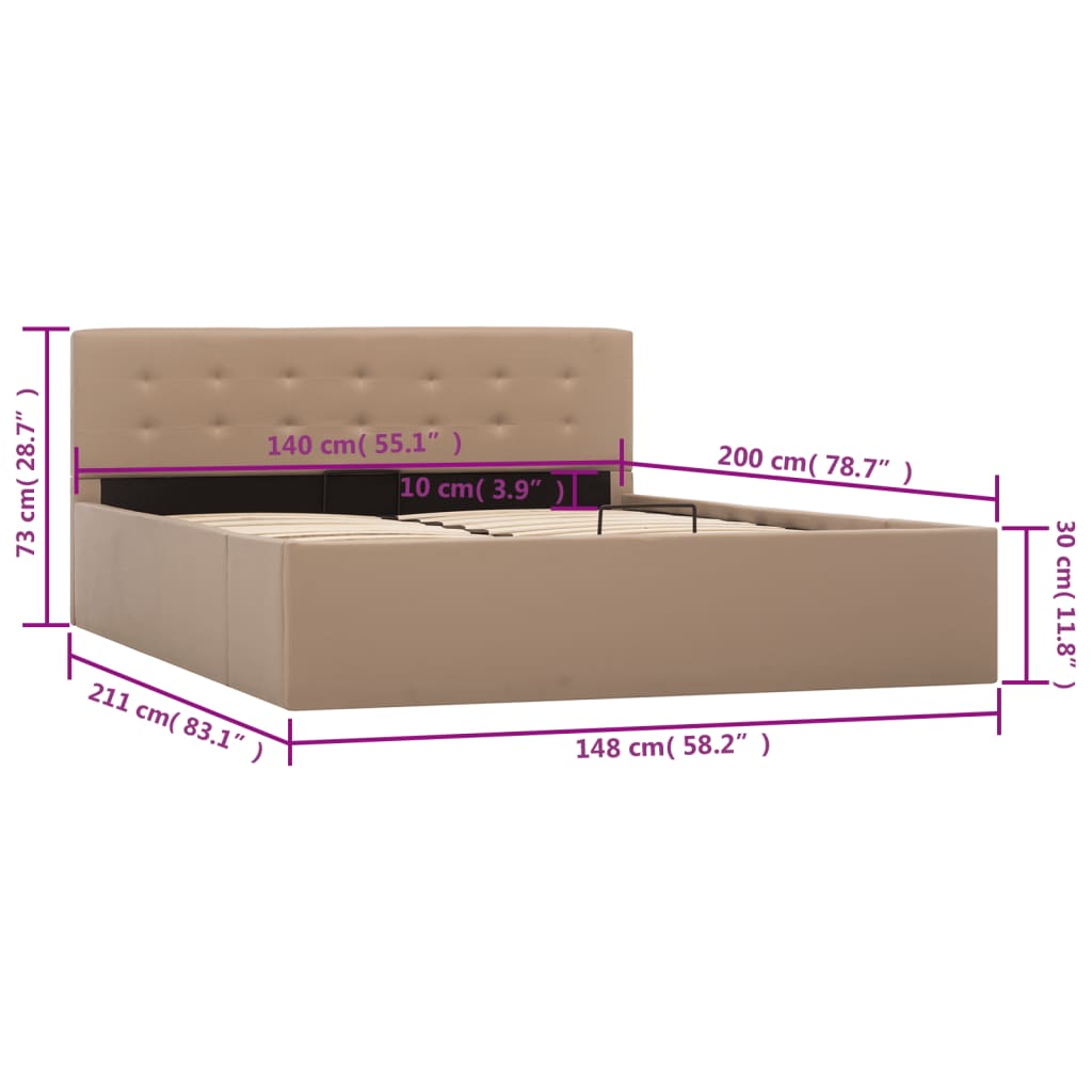 Cadre de lit à rangement hydraulique sans matelas 140x200 cm - XIOS