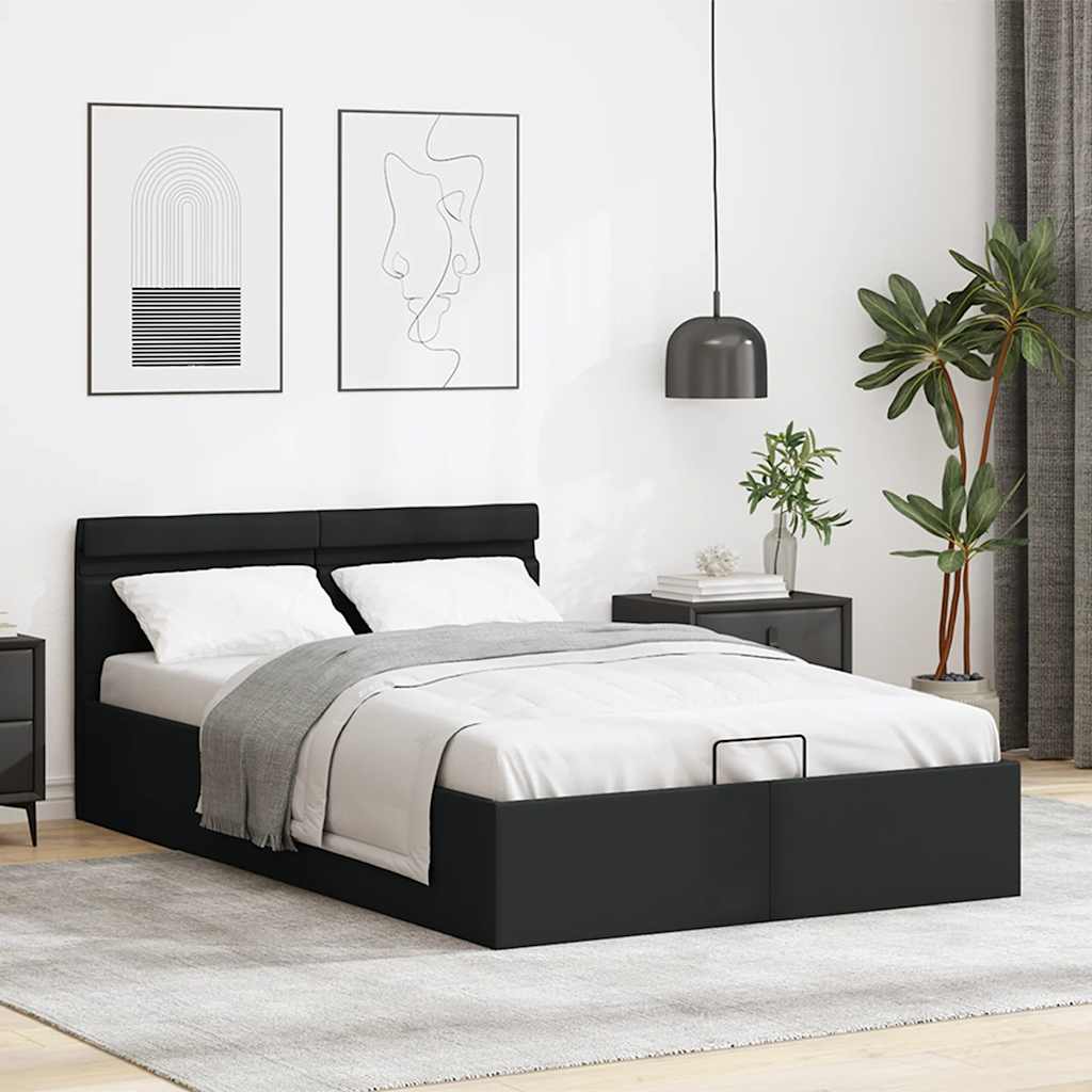 Cadre de lit à rangement hydraulique sans matelas avec LED noir - XIOS