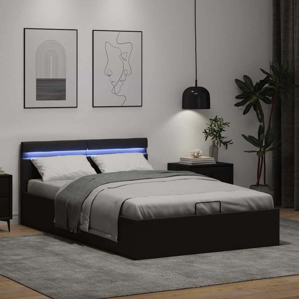 Cadre de lit à rangement hydraulique sans matelas avec LED noir - XIOS