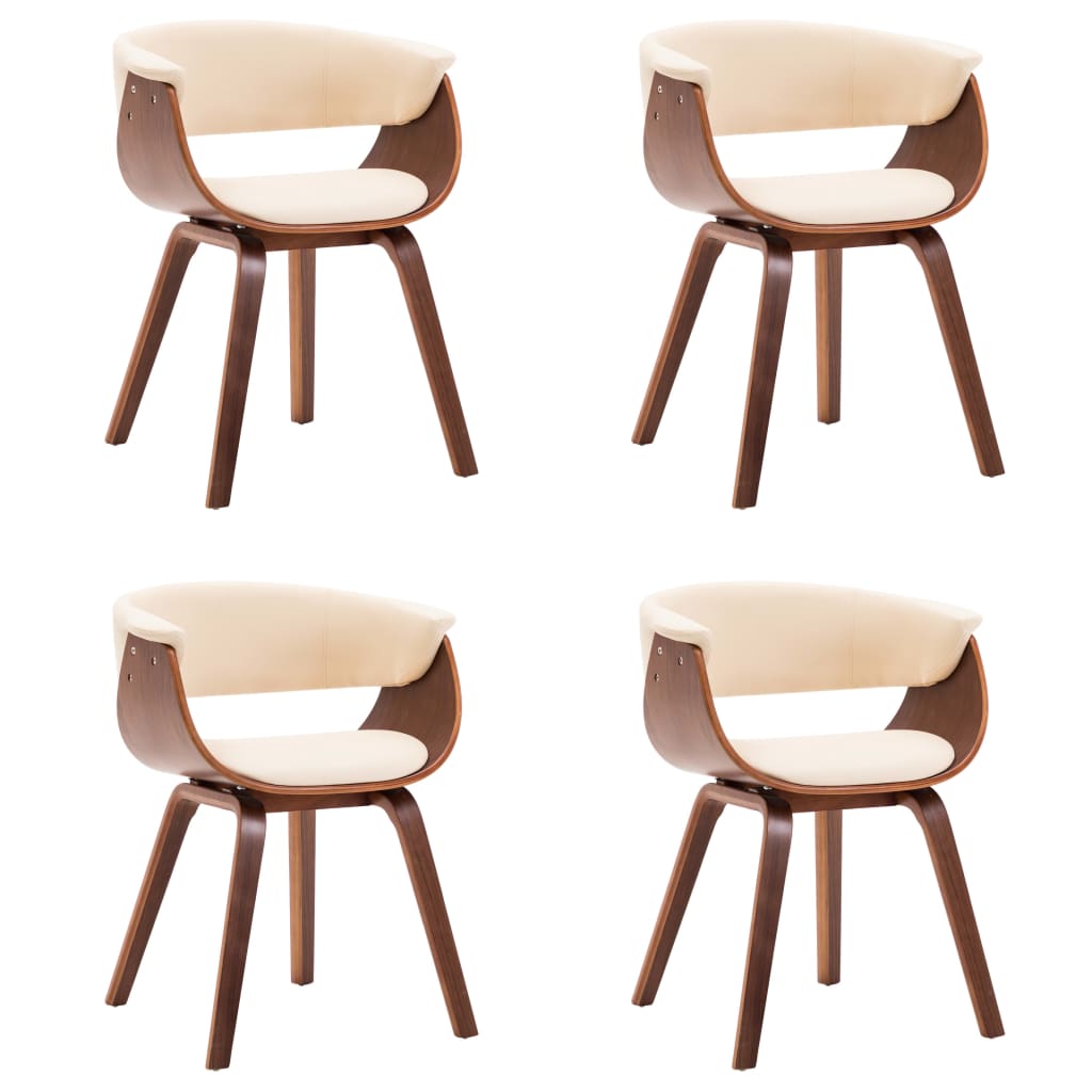 Chaises à manger lot de 4 crème bois courbé et similicuir - XIOS